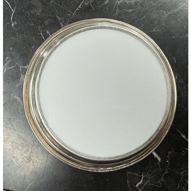 Vintage Hand Painted Porcelain Canada Goose Sterling Rimmed Coaster Hunt For Sale - Image 4 of 5