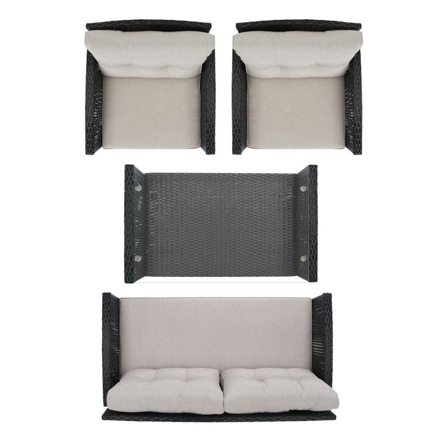 Vellor 4-Piece Living Set, Black/Light Grey Cushion For Sale In Philadelphia - Image 6 of 9