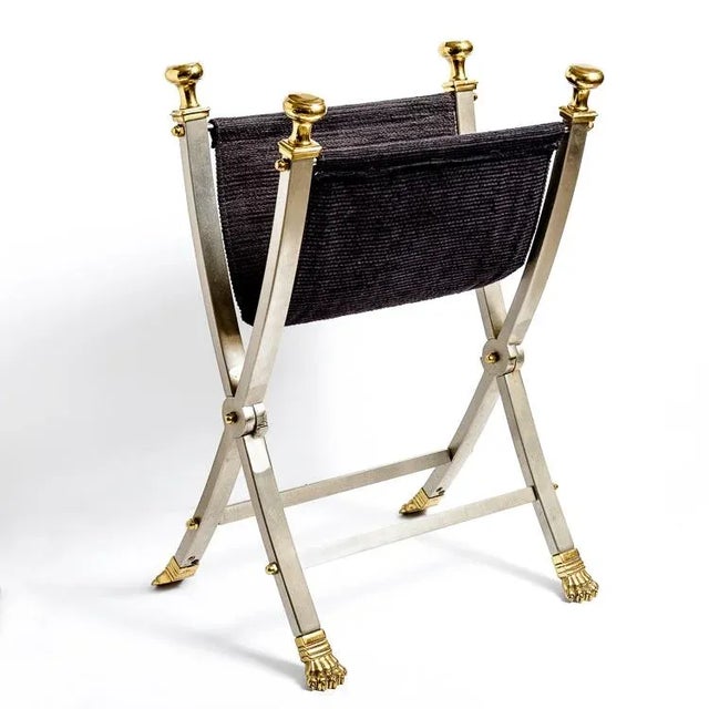 Campaign Style Folding Stool, Maison Jansen, 1970s For Sale In West Palm - Image 6 of 11