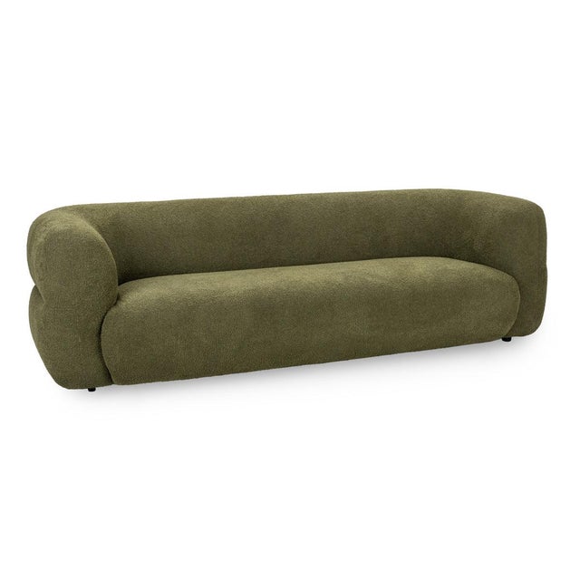 Beautifully simple modern olive green upholstered sofa. Attractive double bubble curved back and arms. Clean and...