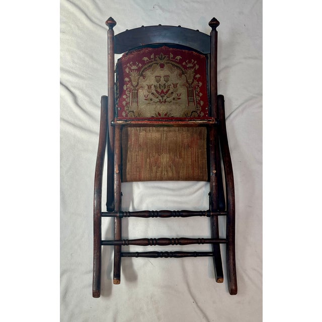 Antique 1860s Civil War Officer's Folding Camp Carpet Chair For Sale - Image 10 of 12