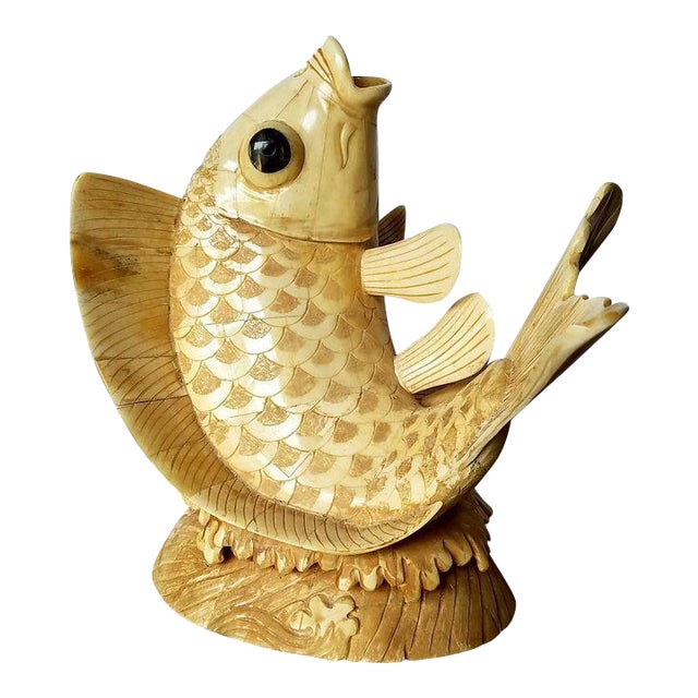 Inlaid Koi Fish Sculpture - A Pair | Chairish