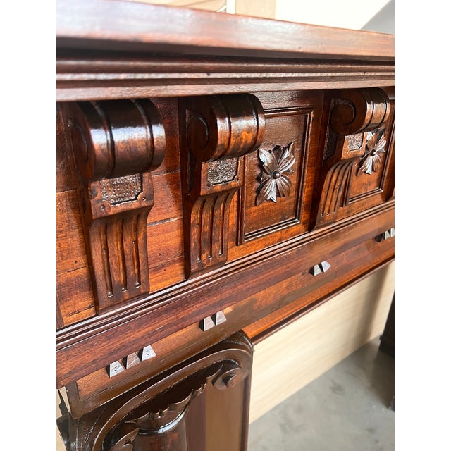 Brown Late 19th Edwardian Style Oak Fire Mantel, Spain For Sale - Image 8 of 11