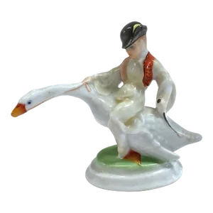 Vintage Herend Boy Riding a Goose Figurine