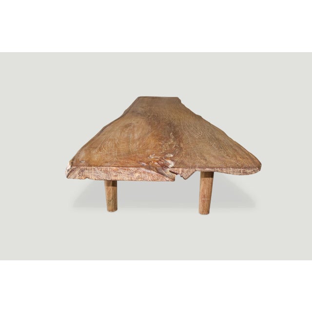Contemporary Andrianna Shamaris Live Edge Teak Wood Coffee Table or Bench For Sale - Image 3 of 18