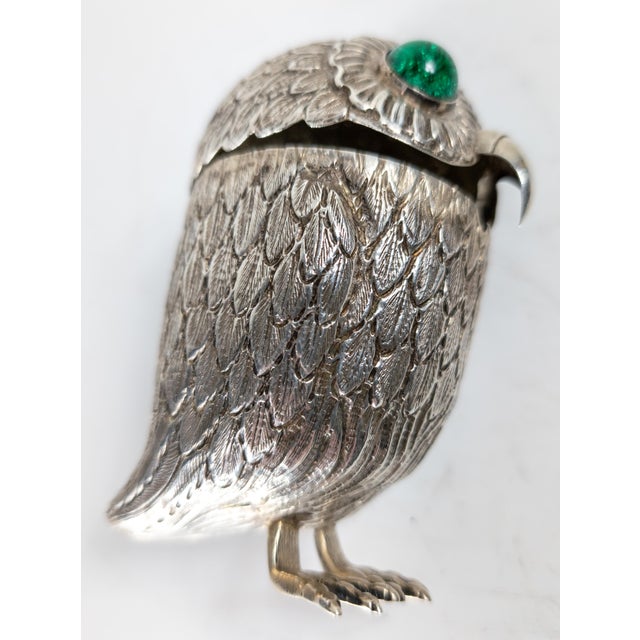 Mid-Century Italian European Sterling Silver Owl Form Match Holder For Sale - Image 10 of 17