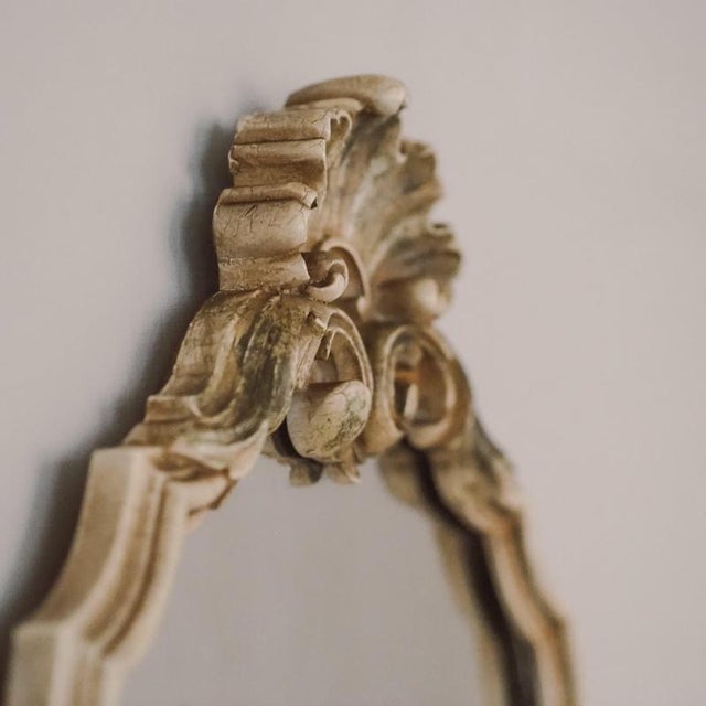 Rococo Style Wall Mirror in Ivory For Sale - Image 4 of 9