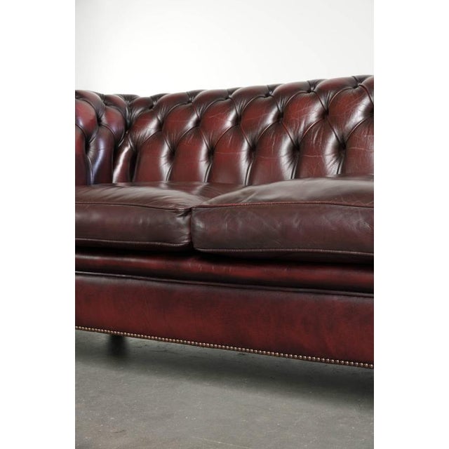 Cowhide Chesterfield 2.5-Seater Sofa in Oxblood Red For Sale - Image 12 of 14