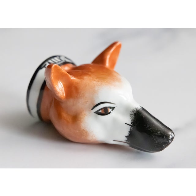 A fine antique 19th Century English Staffordshire porcelain fox hunting stirrup cup. Acquired from a collector's estate in...