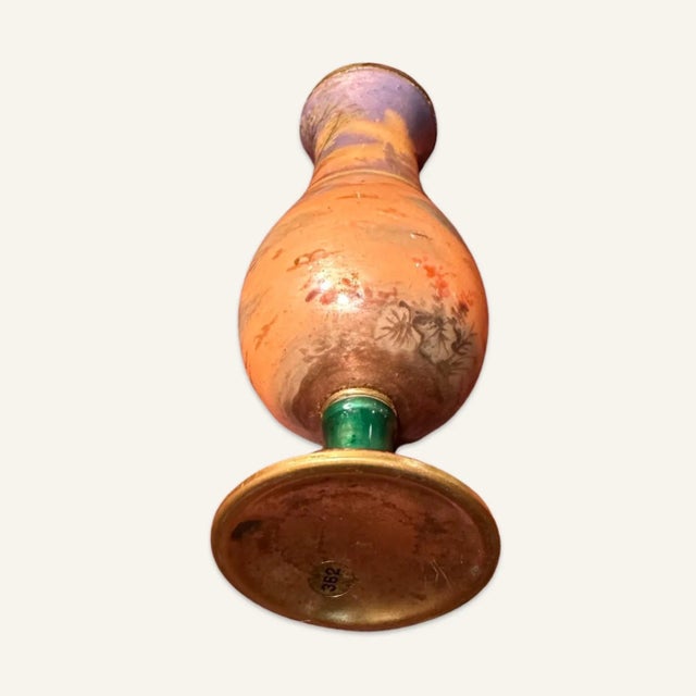Antique Limoges Hand-Painted Enamel on Copper Vase For Sale - Image 4 of 9