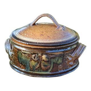 Mid Century Stoneware Studio Pottery Lidded Casserole For Sale
