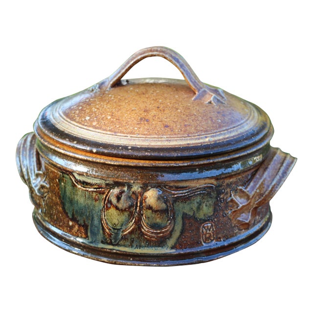 Mid Century Stoneware Studio Pottery Lidded Casserole For Sale
