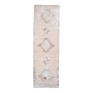1970s Vintage Handmade Wool Cotton Turkish Beige Area Rug For Sale