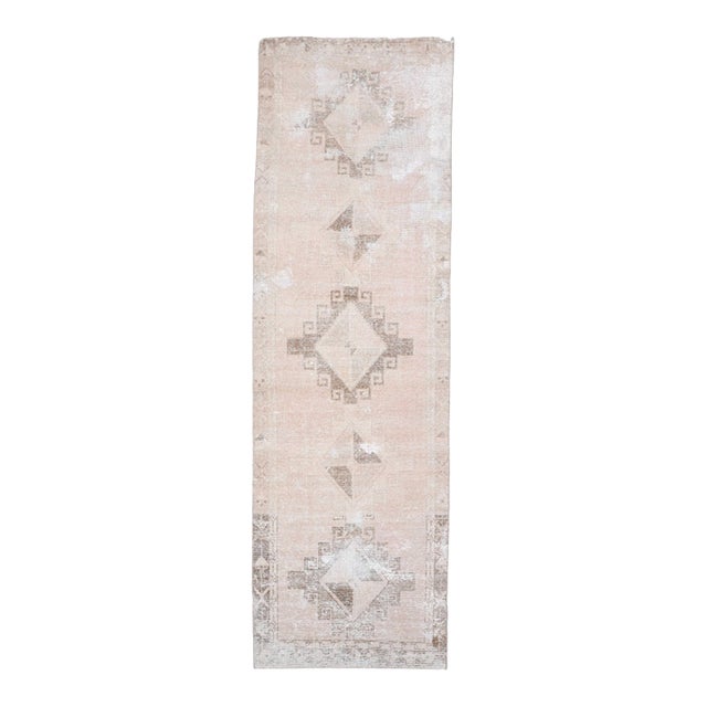 1970s Vintage Handmade Wool Cotton Turkish Beige Area Rug For Sale