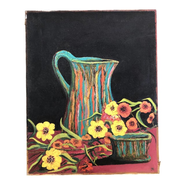 Original Vintage Pop Colored Still Life Painting 1970’s For Sale