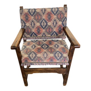 C. 1850 English Upholstered Captain, Dining , or Desk Chair For Sale