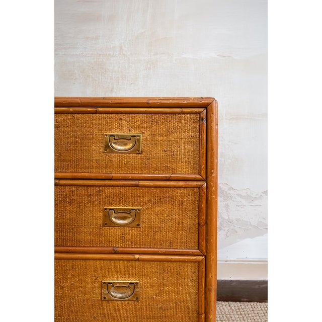 Bamboo and Rush Fabric Chest of Drawers, 1970s For Sale - Image 3 of 6
