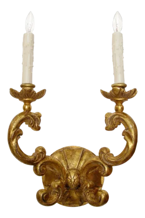 Verochio Itallian Gilt-Wood Two Arm Light Sconce by Randy Esada