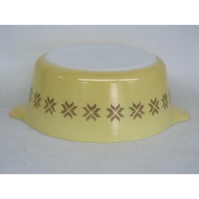 Pyrex Mid Century Pyrex Town Country Yellow Casserole Dish Cross Stitch Star 4673b For Sale - Image 4 of 15