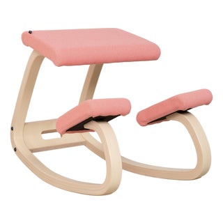 Variable Kneeling Chair in Ash and Salmon Upholstery by Peter Opsvik for Varier For Sale