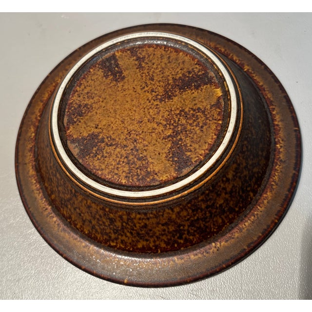 Mid-Century Modern Set 5 Arabia Ruska 7" Bowls Ulla Procope Design Dark Brown Wide Rims For Sale - Image 3 of 5