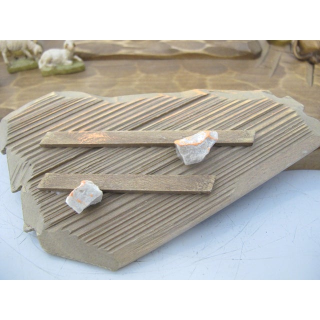 Anri Italy Hand Carved Wood Nativity Barn Stable Set Figures & Animals 12pc Set For Sale - Image 11 of 12