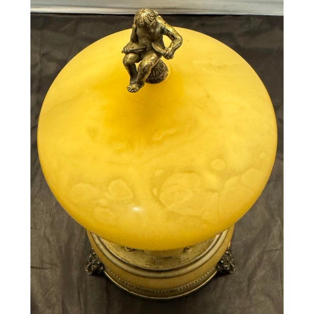 Gemstone Vintage Italian Onyx & Reuge Music Box Carousel Cigarette Lipstick Holder MCM For Sale - Image 7 of 12