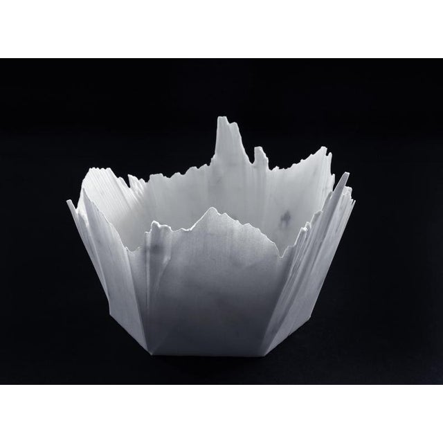 Drap B Hexagonal Decorative Bowl in White Carrara Marble by Bufalini Marmi For Sale - Image 13 of 18