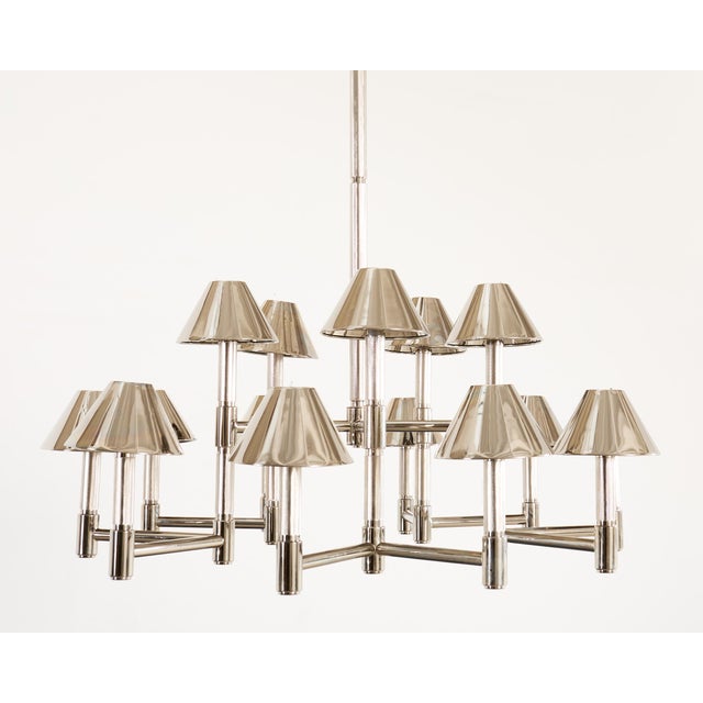Modern Ralph Lauren "Barrett Large Knurled Chandelier" Polished Nickel For Sale - Image 3 of 18