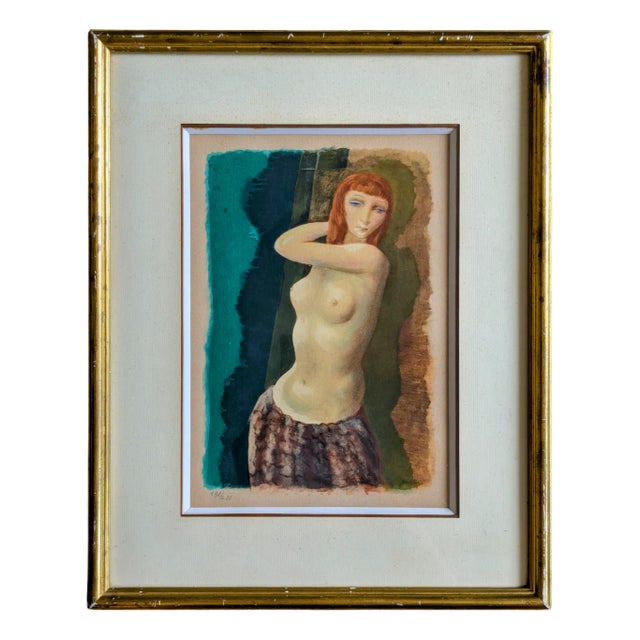 Moïse Kisling, Redhead Girl, Color Lithograph, 1940s-1950s, Framed For Sale