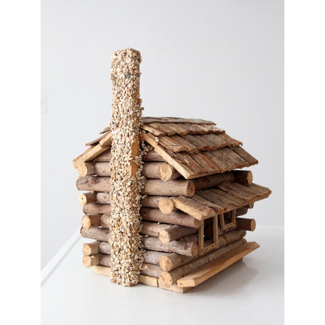 Cabin Vintage Wood Folk Art Log Cabin Sculpture For Sale - Image 3 of 11