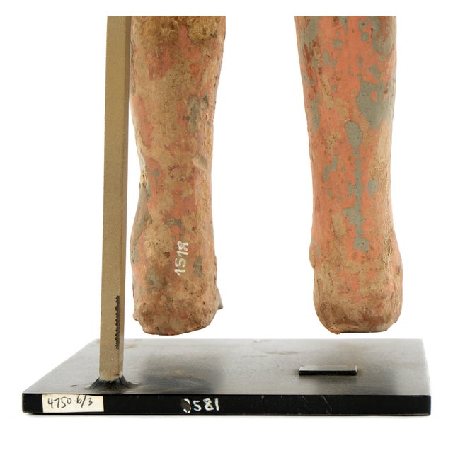 Ceramic Pair of Chinese Han Tall Slender Terracotta Figures For Sale - Image 7 of 9