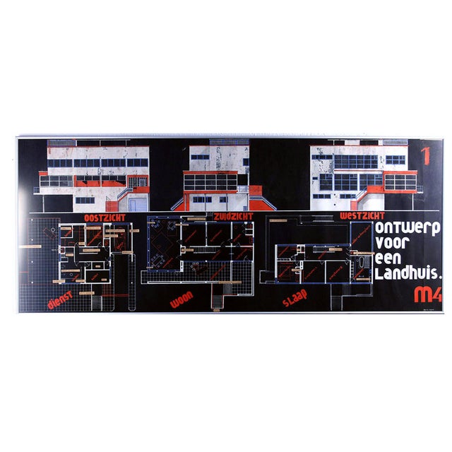 Marcel Seger, Bauhaus Villa Project Blue Print and Perspective, 1932, Charcoal & Pastel & Paper, Framed For Sale - Image 10 of 18