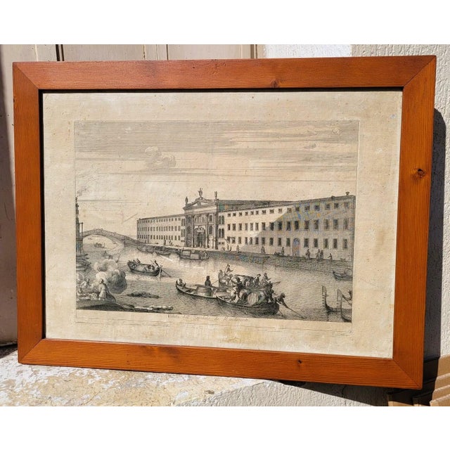 A beautiful series of 6 engraved engravings representing views of Venice: *View of the Campo di San Moise in Venice, by...