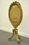 Antique French Louis XVI / XV Style Carved Giltwood Green & Gold Oval Fireplace Screen. Item features beautiful carved...