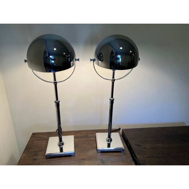 Metal Restoration Hardware Hemisphere Chrome Table Lamps - Set of 2 For Sale - Image 7 of 10