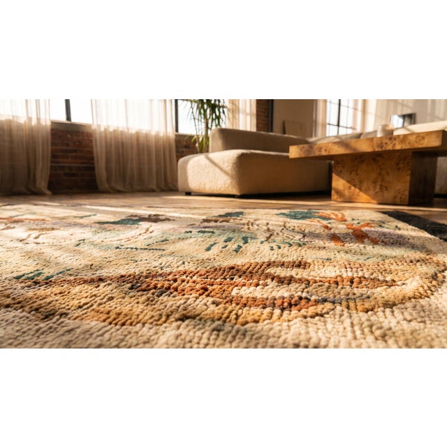 1930s Ivory Scene Animal Antique American Hooked Rug 2' 0" X 3' 6" Handknotted Wool Carpet For Sale - Image 14 of 14