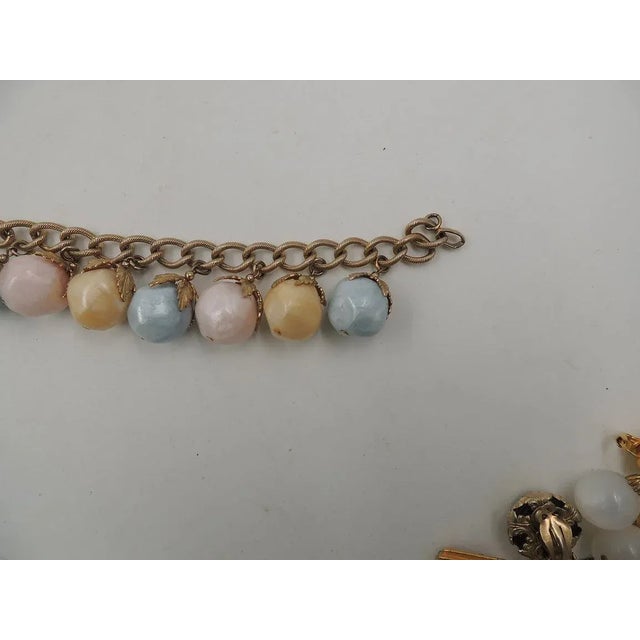 Napier Vintage 1950s Signed Napier Pastel Charm Bracelet For Sale - Image 4 of 10