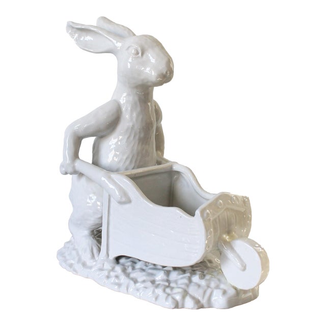 Vintage White Porcelain Bunny Rabbit Figurine For Sale