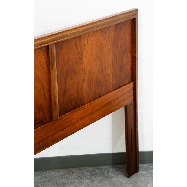 Wood Mid Century Modern Headboard Queen Dixie Bed Frame Walnut MCM Slat Wood Walnut For Sale - Image 7 of 11