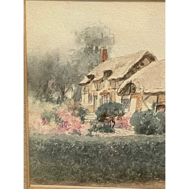 1930s Jane Brewster Reid Cottage Floral 1930's Watercolor Anne Hathaway's, Framed For Sale - Image 5 of 15