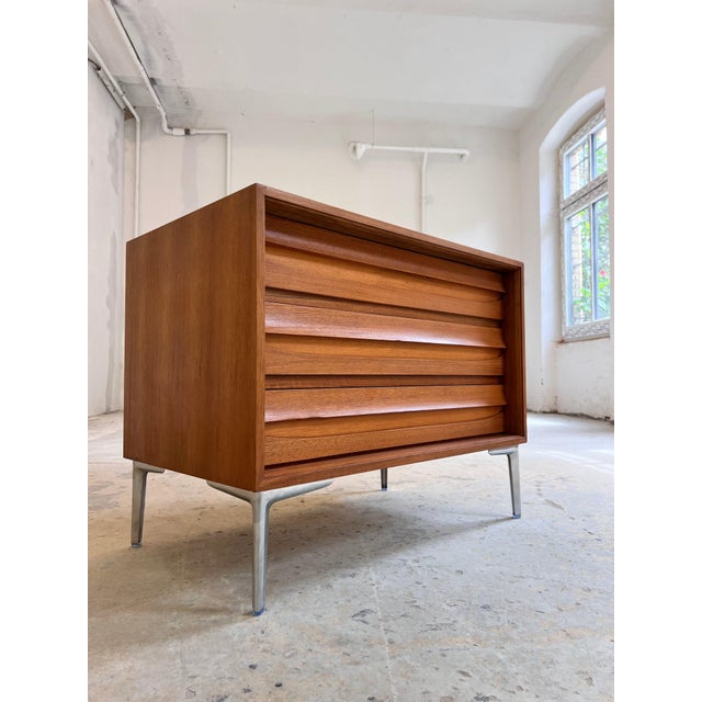 Chest of Drawers in Walnut with New Chrome Feet For Sale - Image 11 of 11