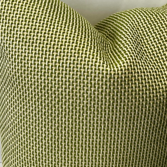 Woven Basketweave Feather/Down 20”x20” Pillows - A Pair For Sale - Image 4 of 4