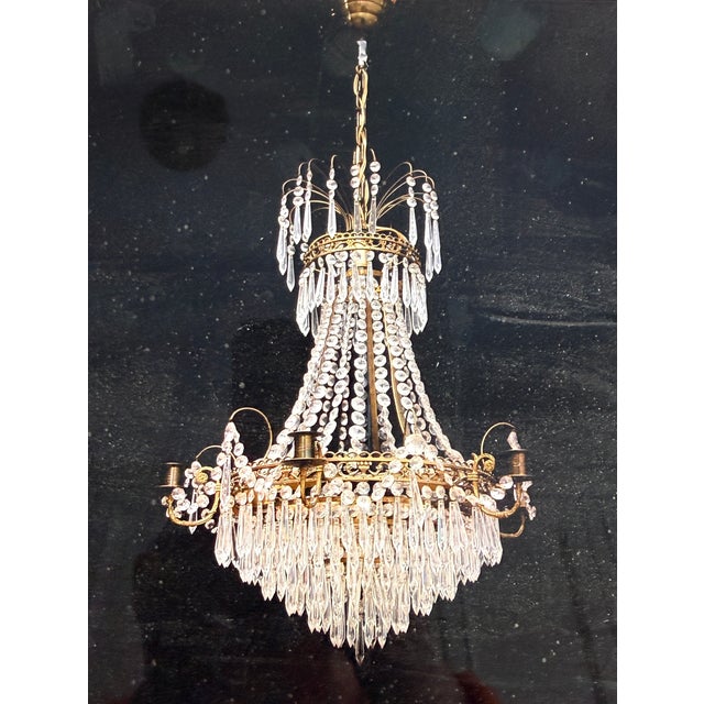 Traditional Vintage Swedish Empire Style Chandelier, 1950s For Sale - Image 3 of 7
