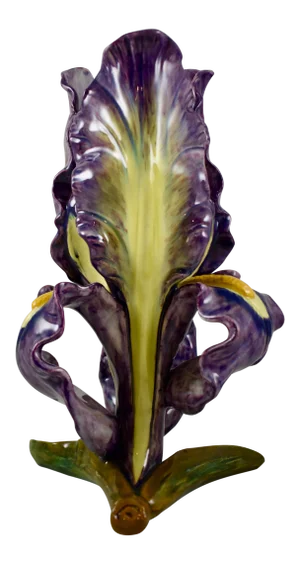 Jérôme Massier Purple Bearded Iris Vase, France, C. 1860-1880