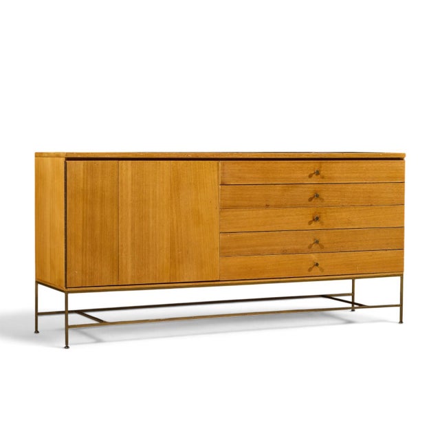 Paul McCobb for Calvin Irwin Collection Mid Century Bleached Mahogany and Brass Credenza and Hutch For Sale - Image 10 of 15