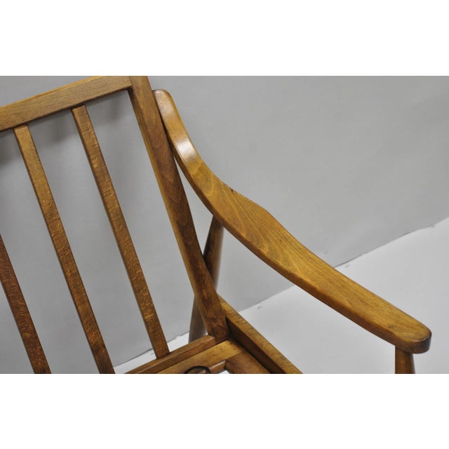 Vintage Mid Century Modern Danish Style Sculptural Walnut Lounge Arm Chair For Sale - Image 10 of 17