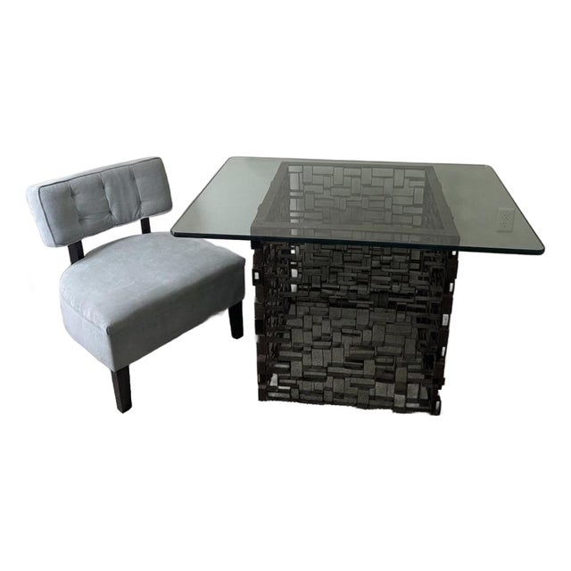 Vintage 1970s Brutalist Welded Steel Maze Table For Sale