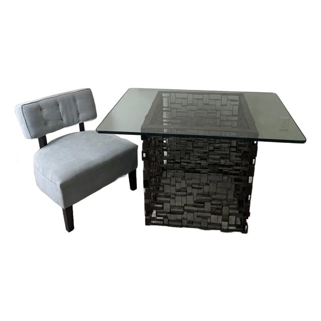 This magnificent, hand-welded steel maze table is a prime example of 1970s American Studio Craft furniture. Composed of...