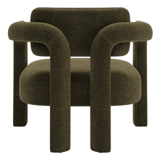 Double Arch Armchair in Olive Green Chenille from Insidherland For Sale